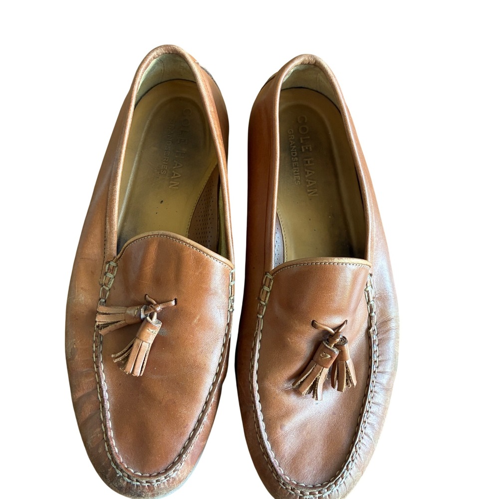 Cole Haan Tassel Loafers Men 10 Tan‎ Leather Good Grandseries Slip On Moc Toe